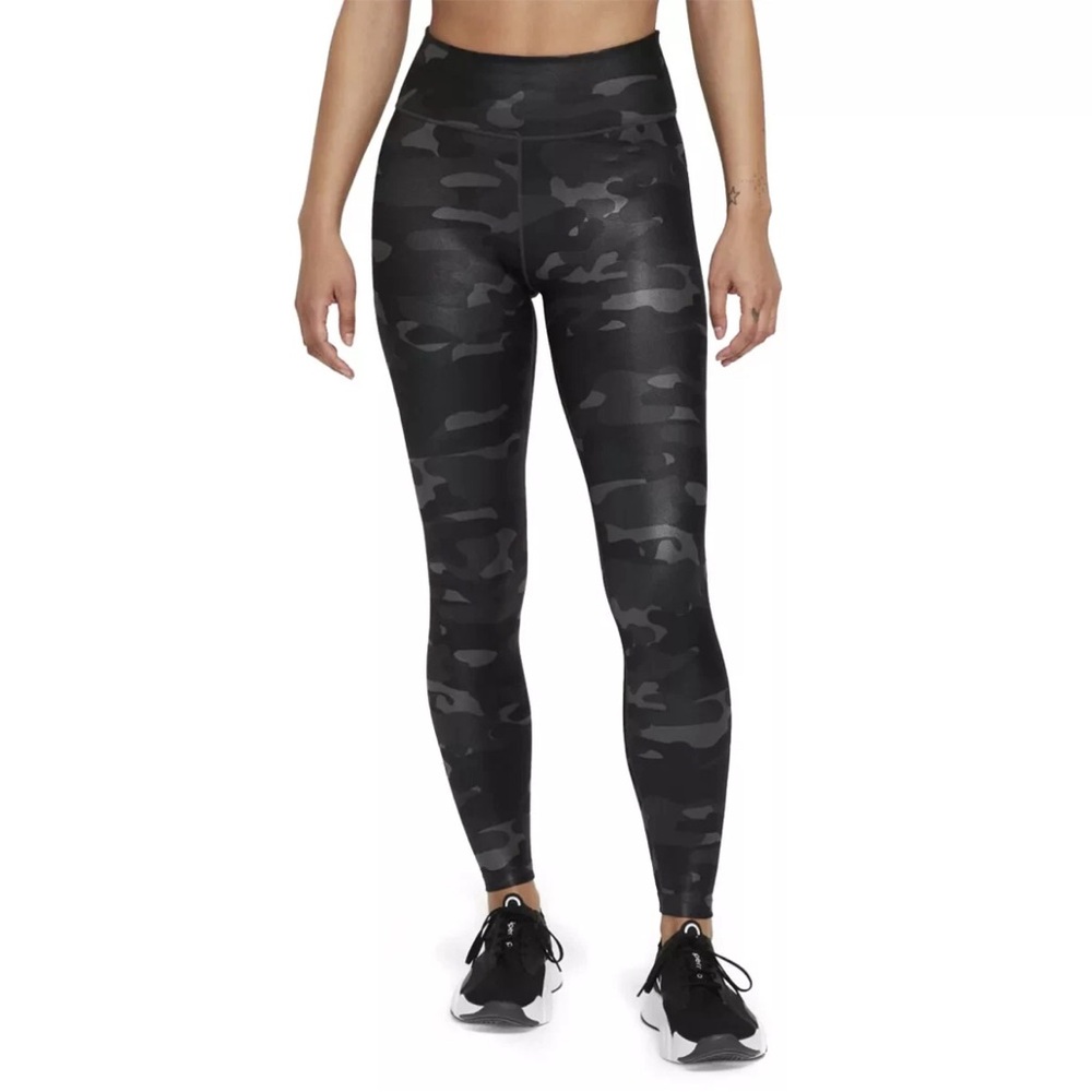 Nike One Women's Dark Grey Camo Print Midrise Leggings